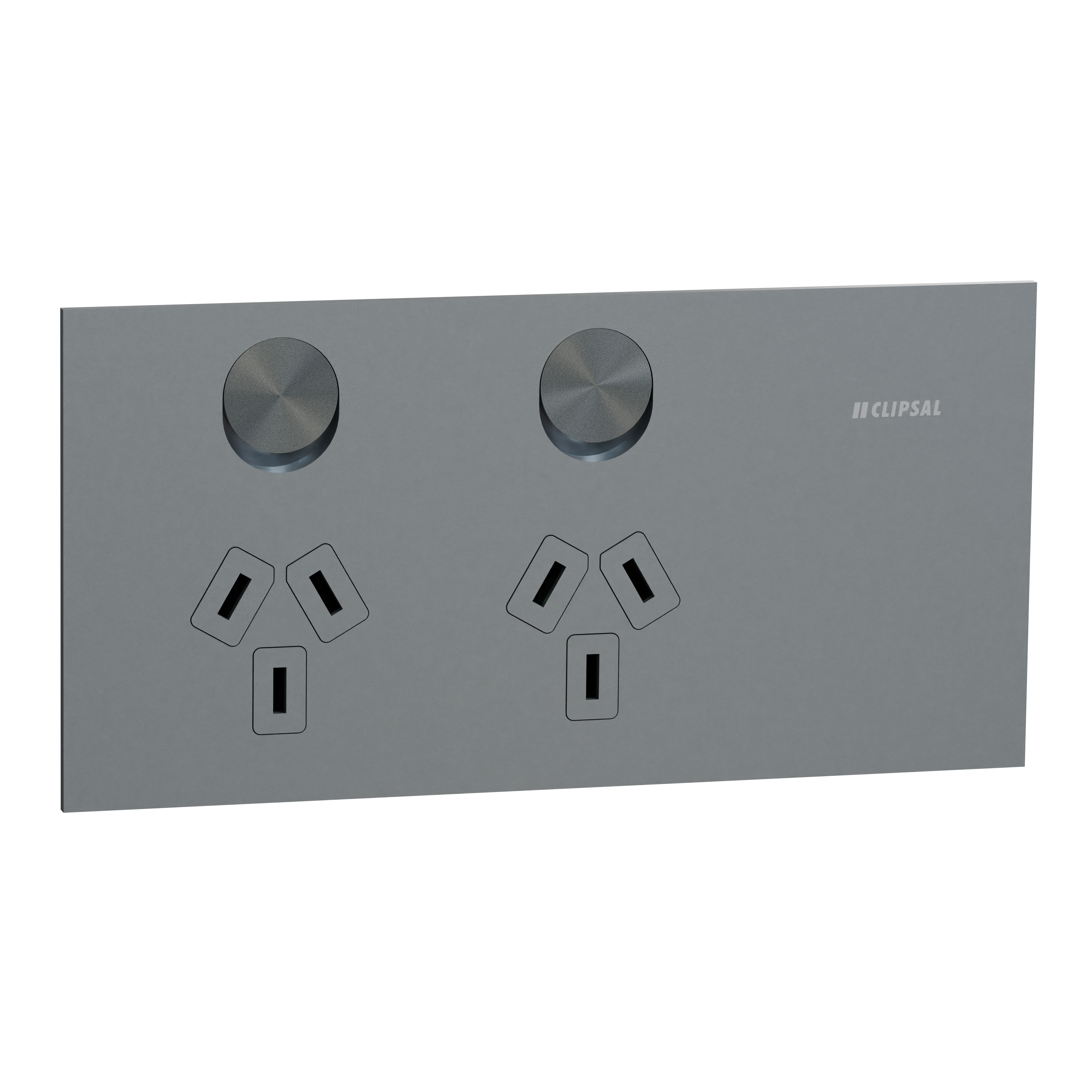 Clipsal Double switched socket outlet, Solis T Series, horizontal, 10A