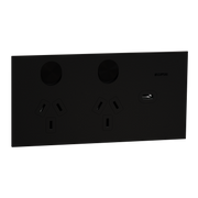 Clipsal Double switched socket + USB charger, Solis T Series, horizontal, USB C type, 10A