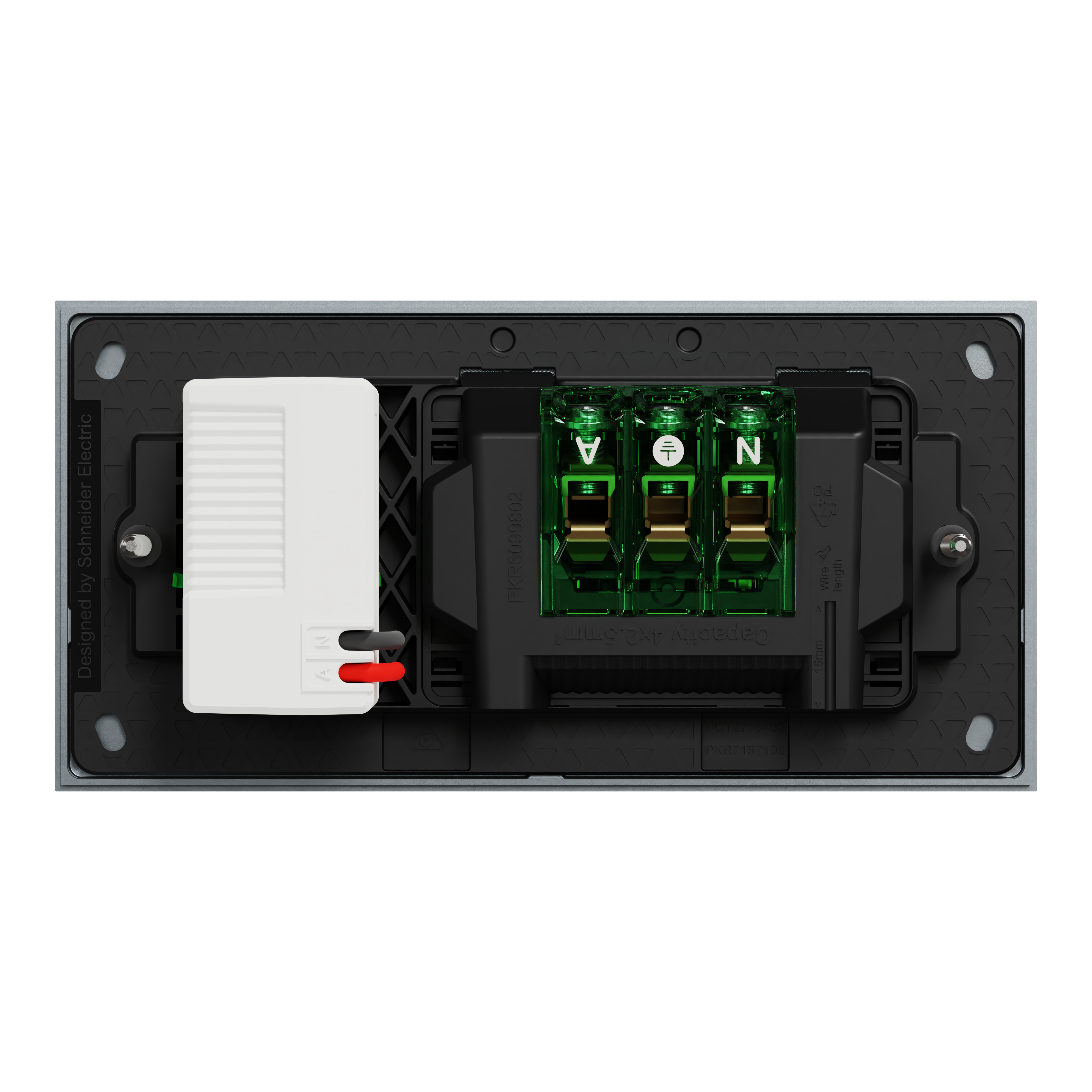 Clipsal Double switched socket + USB charger, Solis T Series, horizontal, USB C type, 10A