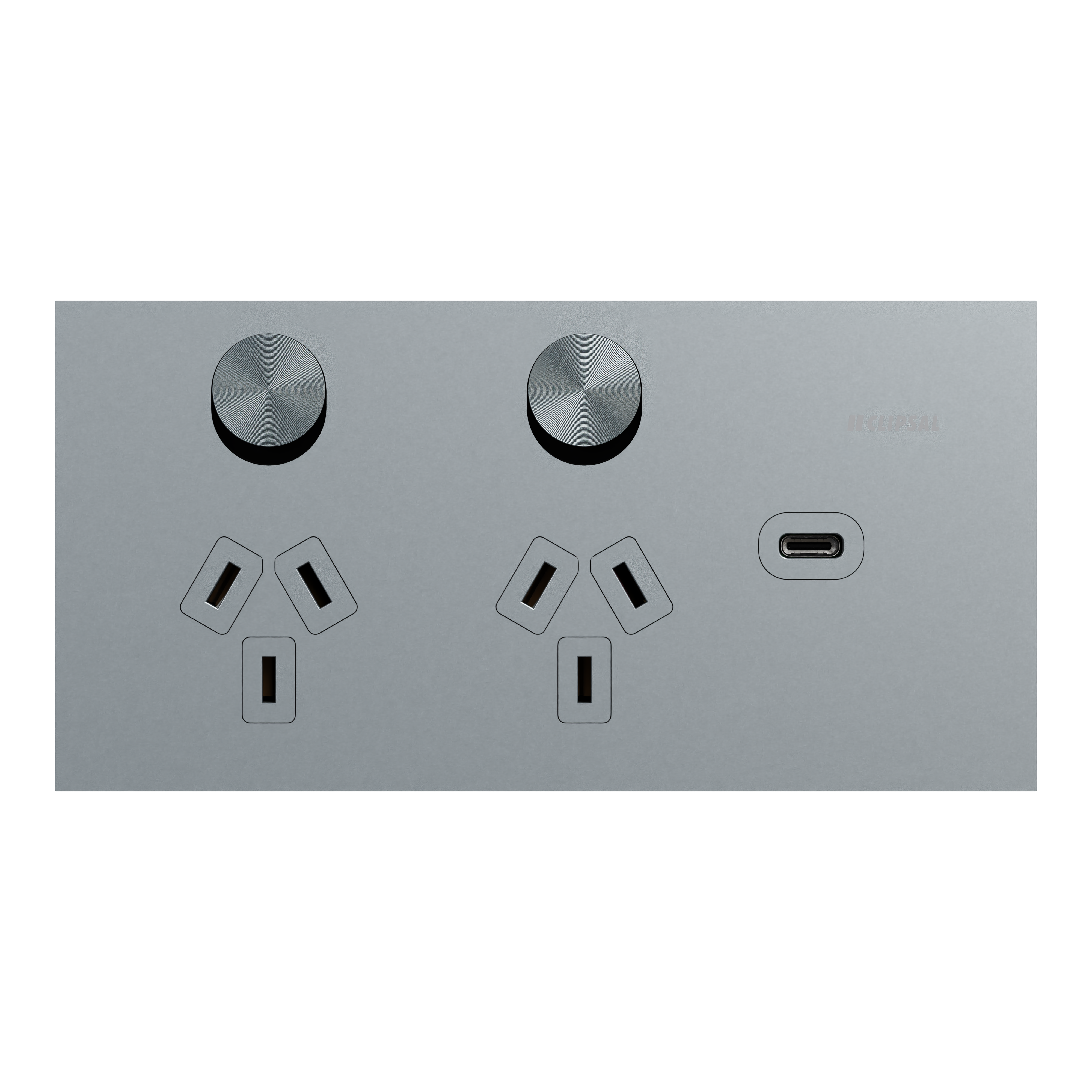Clipsal Double switched socket + USB charger, Solis T Series, horizontal, USB C type, 10A