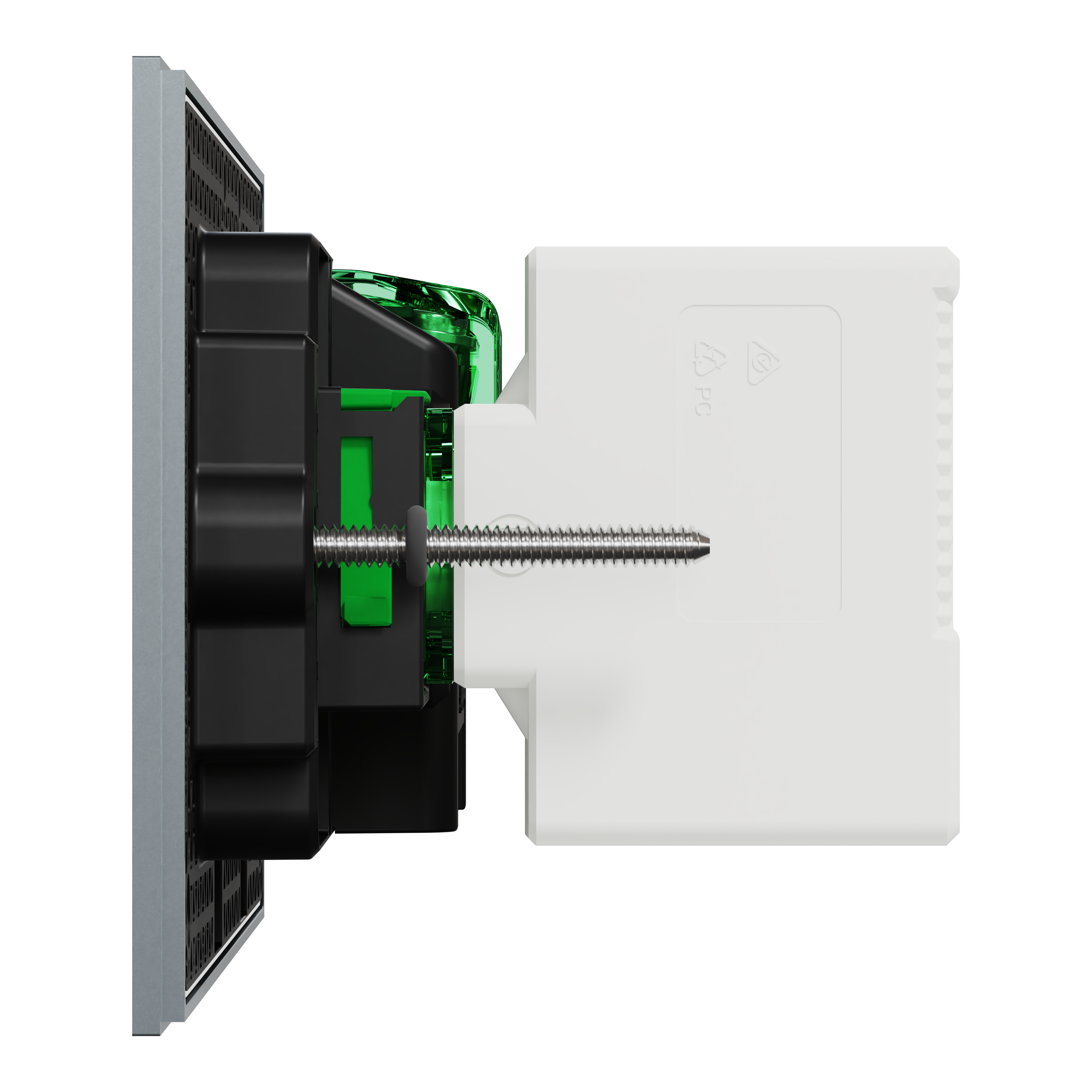 Clipsal Double switched socket + USB charger, Solis T Series, horizontal, USB C type, 10A