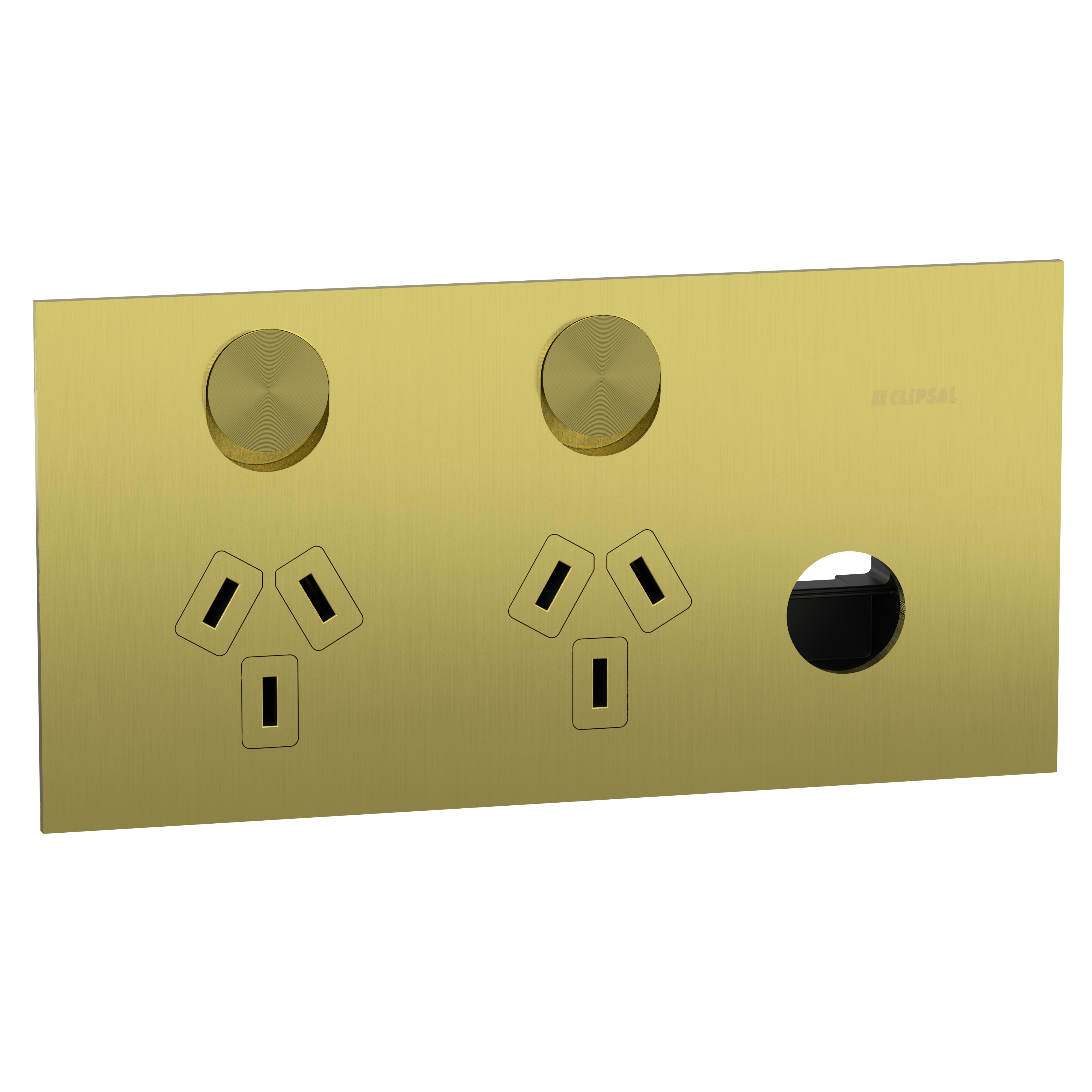 Clipsal Double switched socket outlet, Solis T Series, horizontal, 10A
