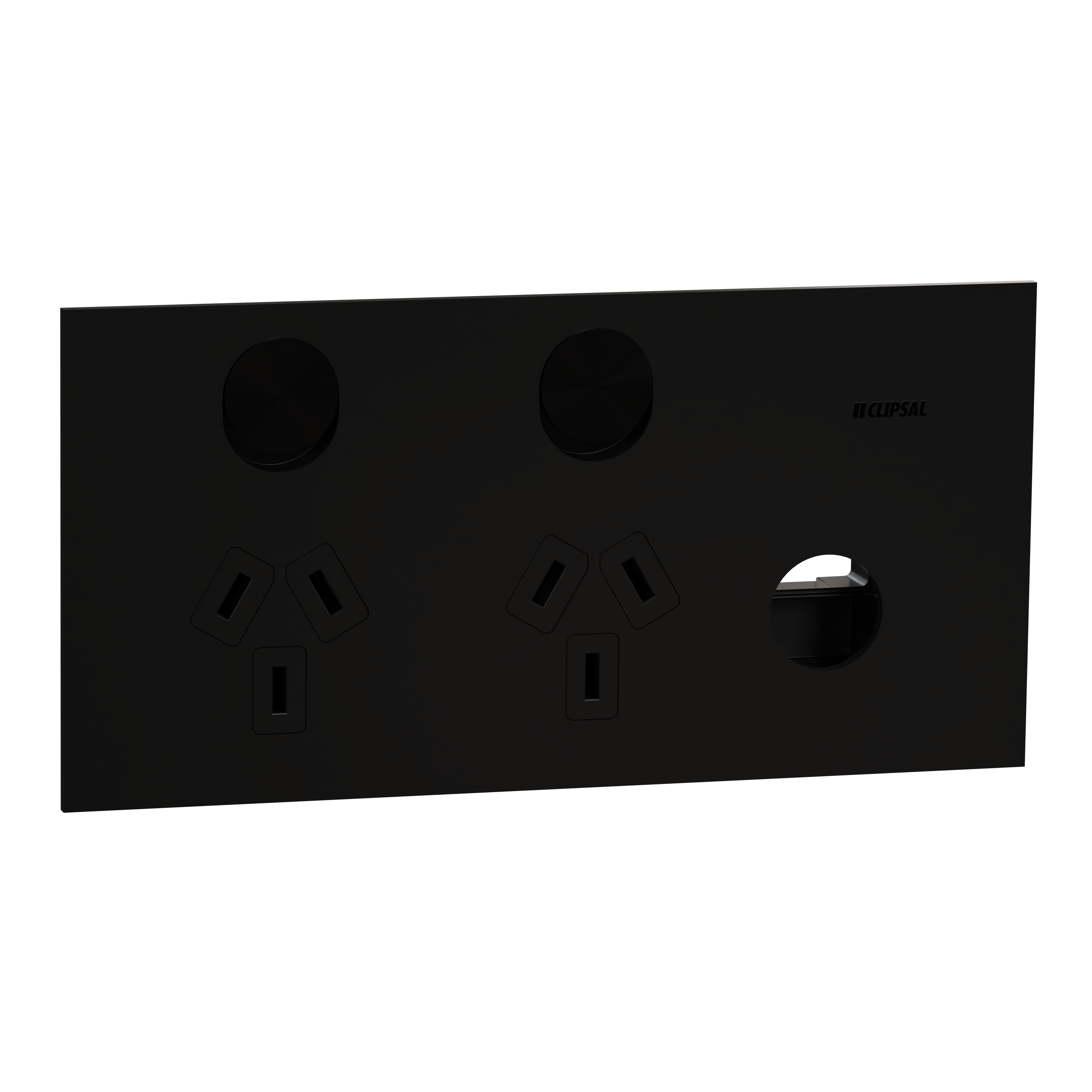 Clipsal Double switched socket outlet, Solis T Series, horizontal, 10A