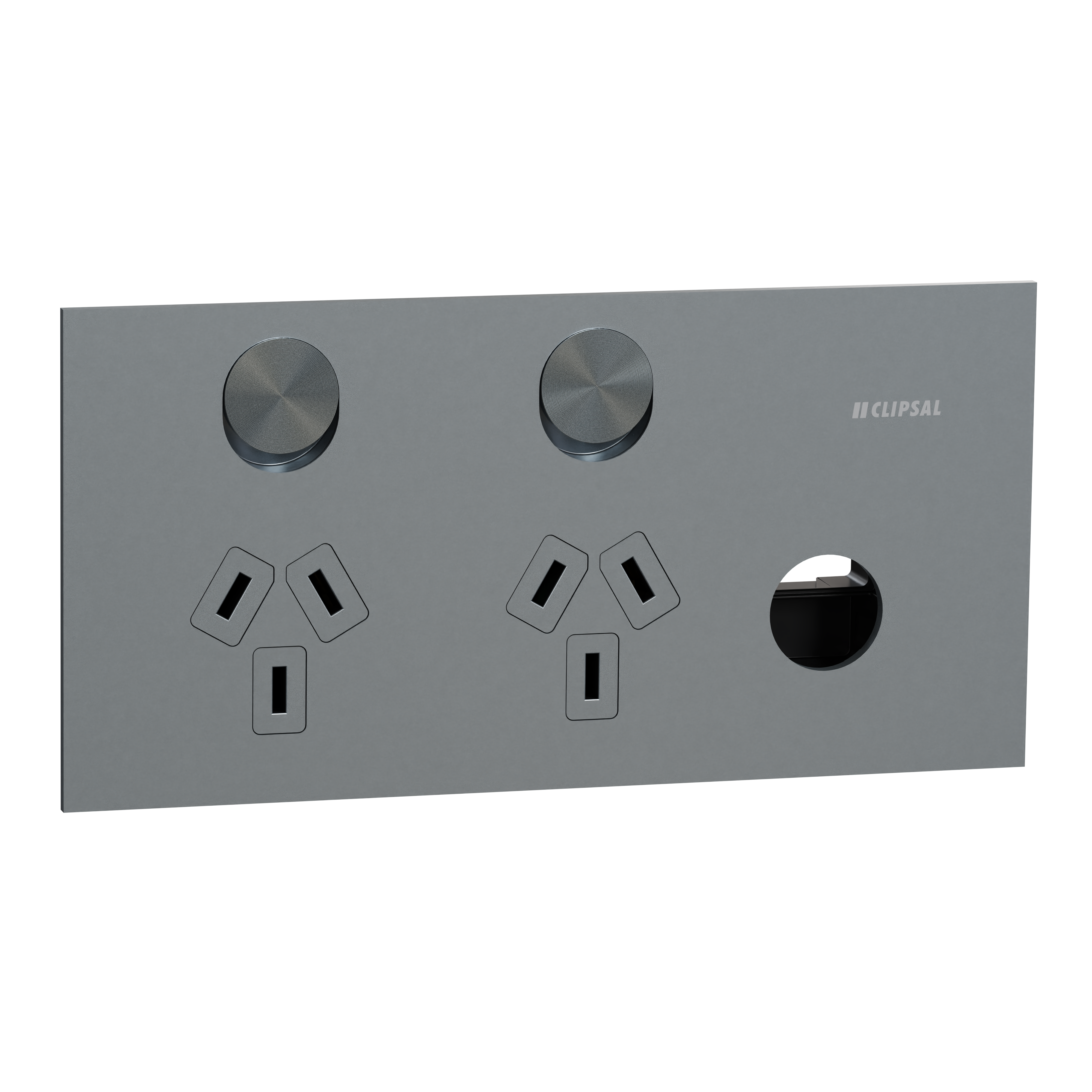 Clipsal Double switched socket outlet, Solis T Series, horizontal, 10A