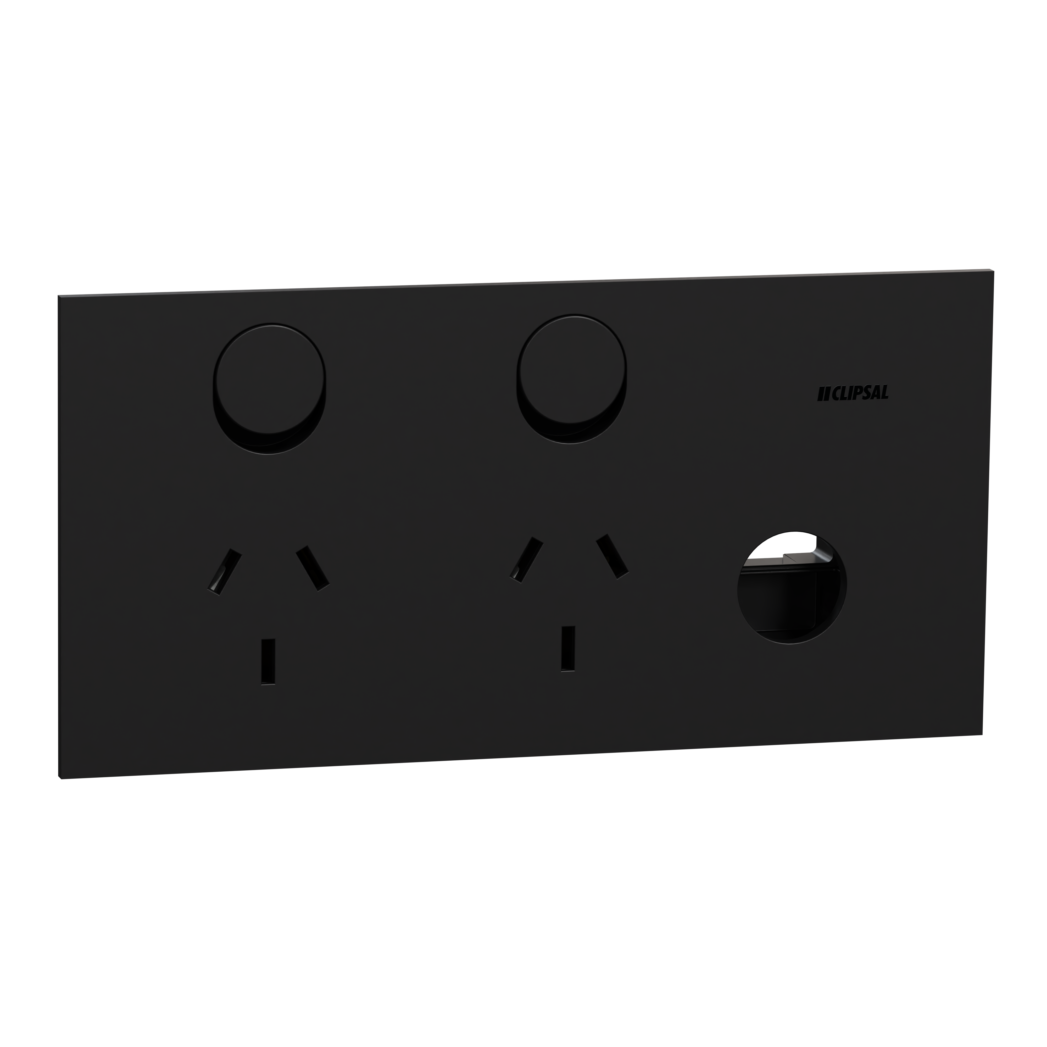 Clipsal Double switched socket outlet, Solis, horizontal, 10A