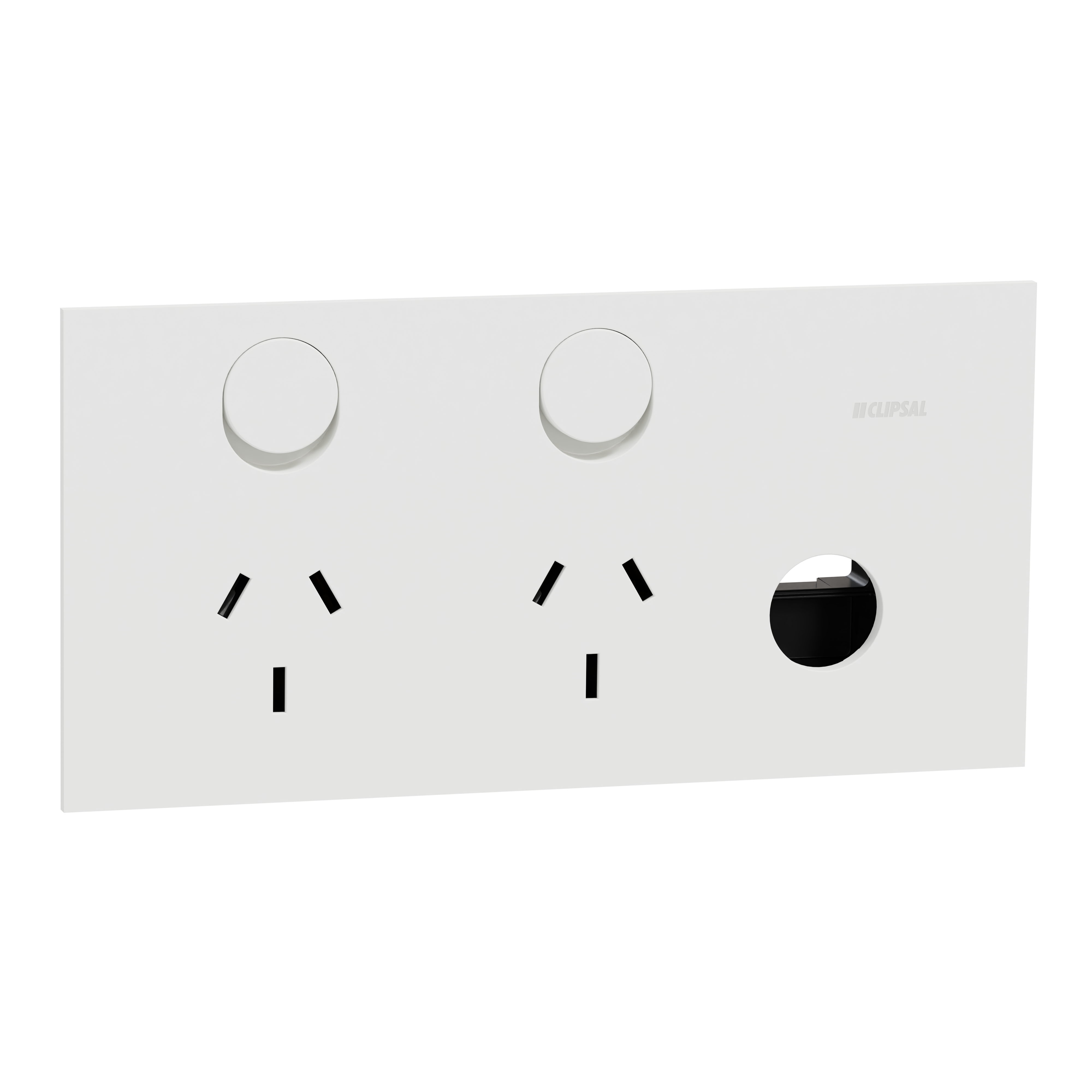 Clipsal Double switched socket outlet, Solis, horizontal, 10A