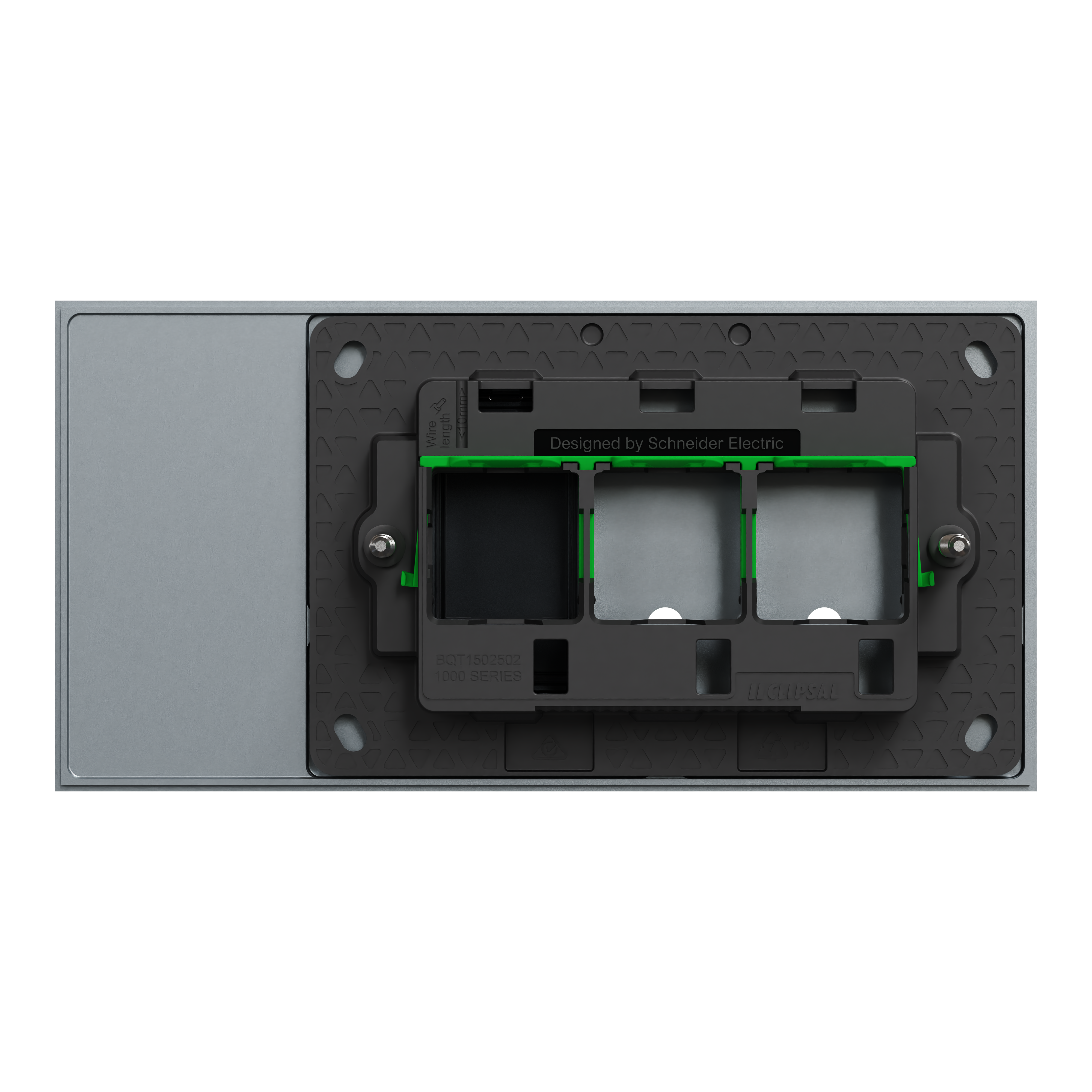 Clipsal Grid plate with cover frame, Solis T Series, for switch, horizontal, 2 gangs