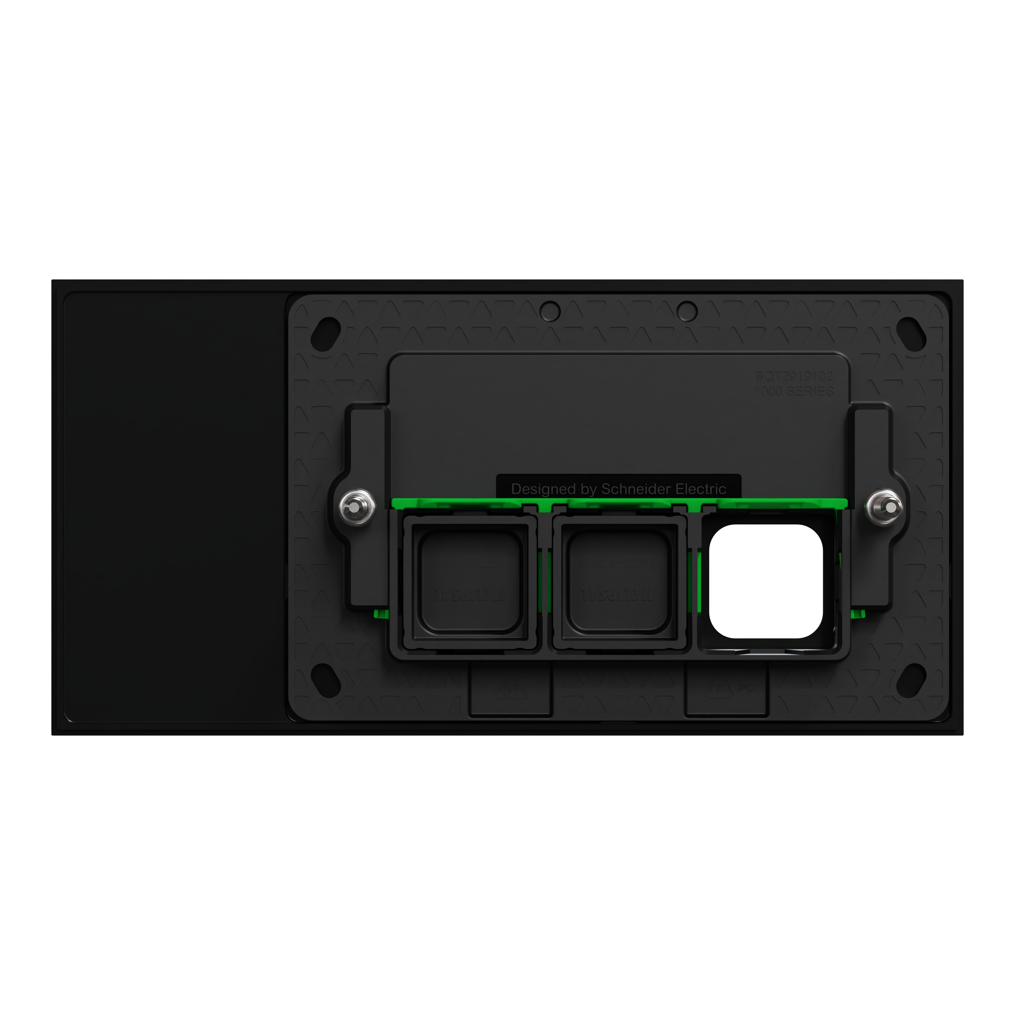 Clipsal Grid plate with cover frame, Solis T Series, Communication plate less mechs, horizontal, 3 gangs