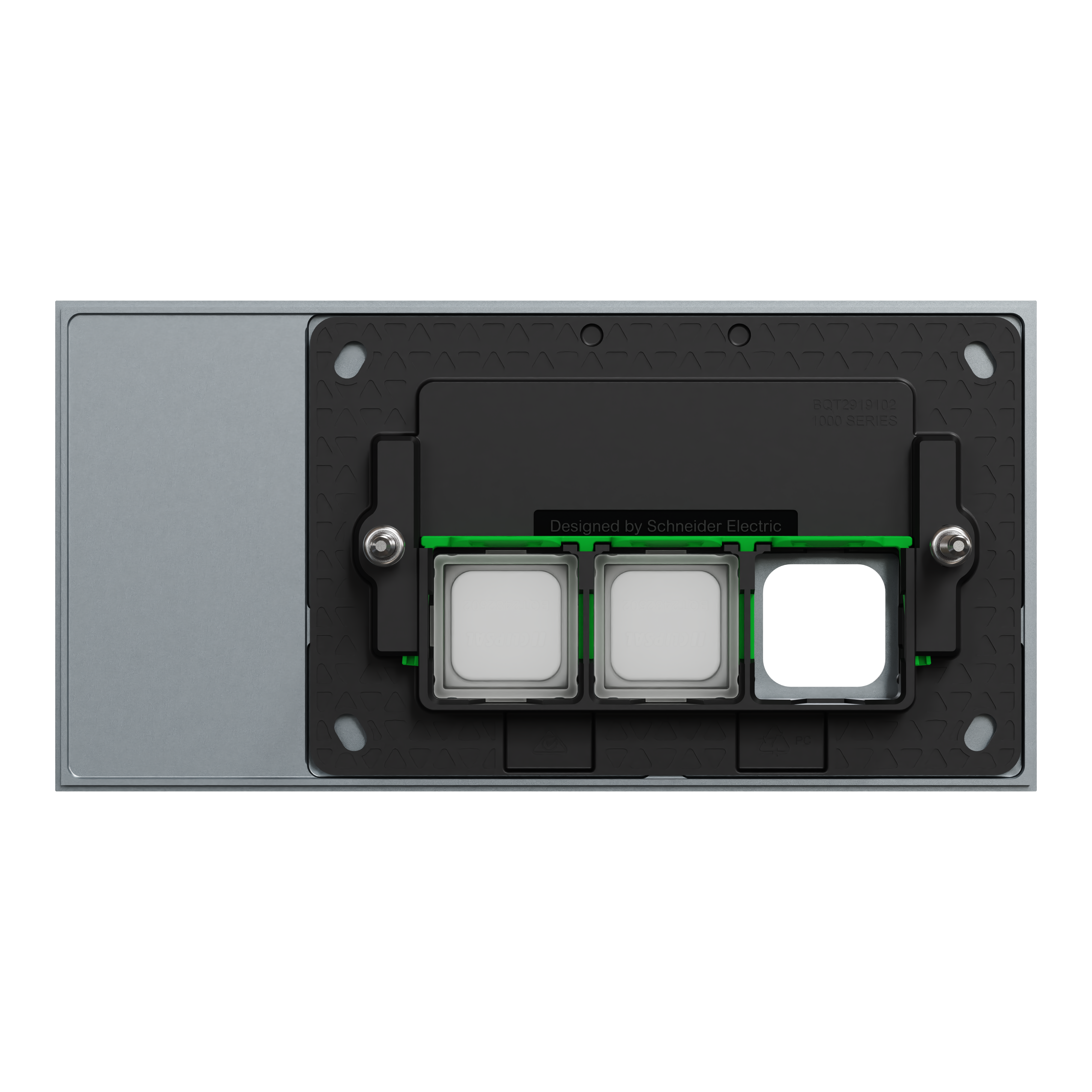 Clipsal Grid plate with cover frame, Solis T Series, Communication plate less mechs, horizontal, 3 gangs
