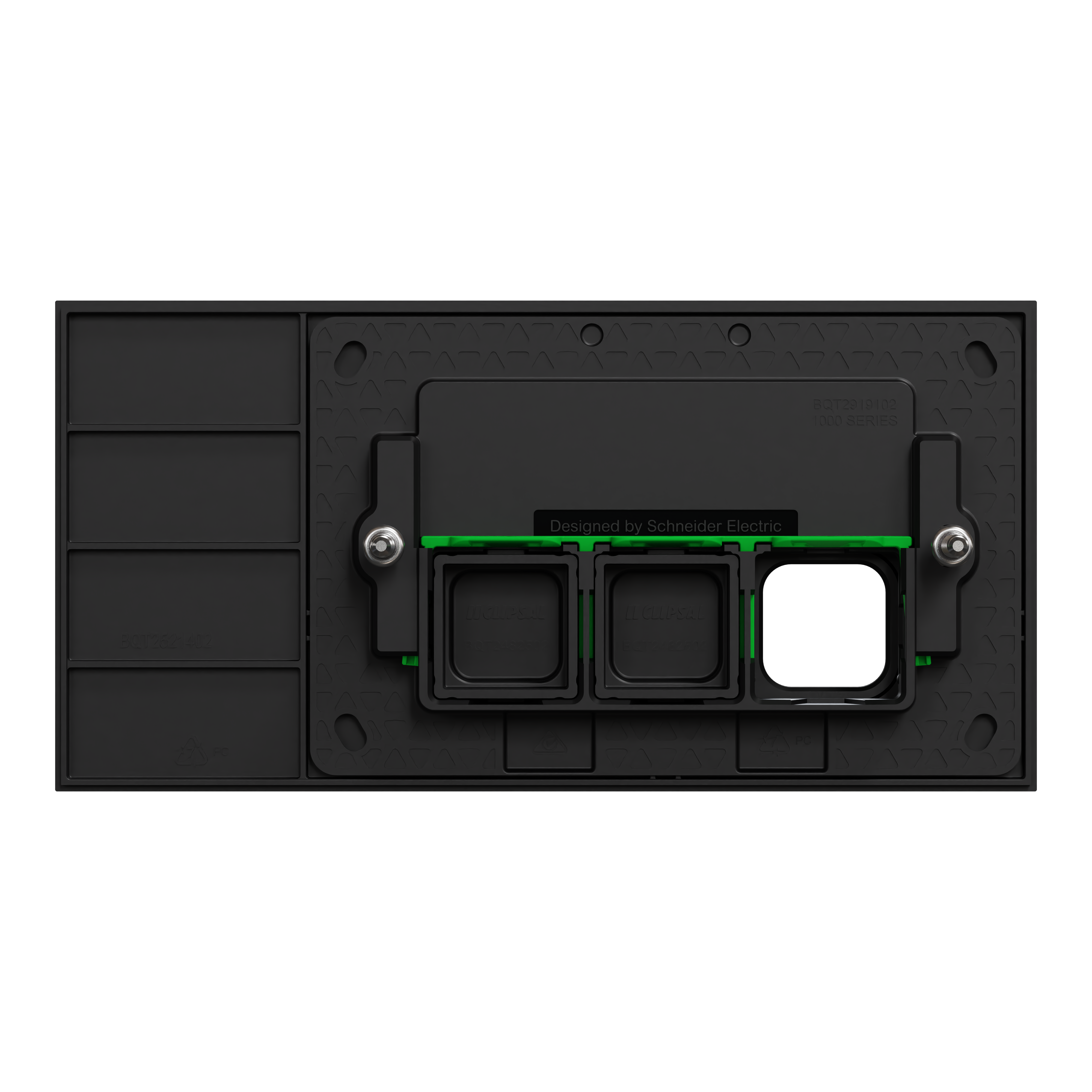 Clipsal Grid plate with cover frame, Solis, Communication plate less mechs, horizontal, 3 gangs