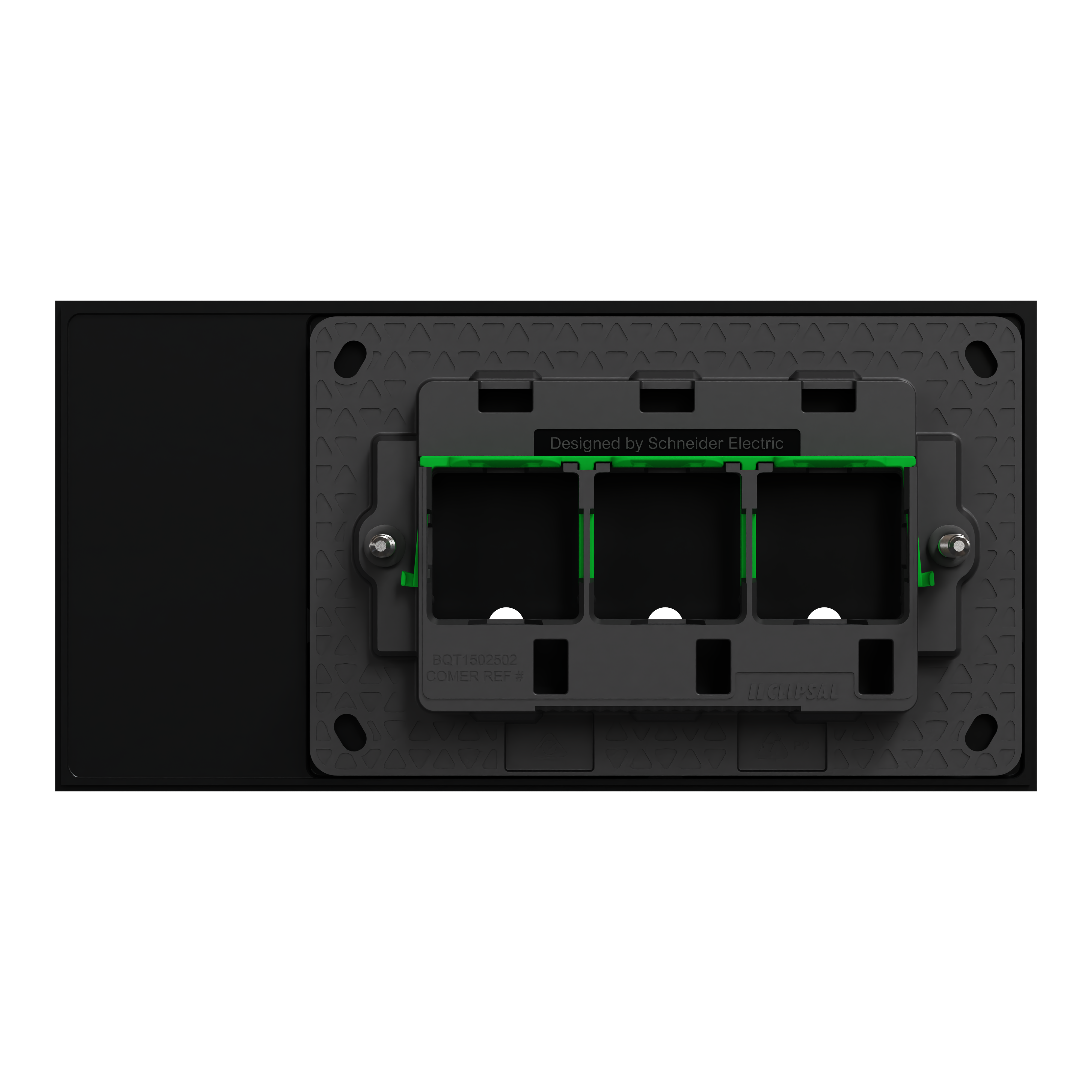 Clipsal Grid plate with cover frame, Solis T Series, for switch, horizontal, 3 gangs