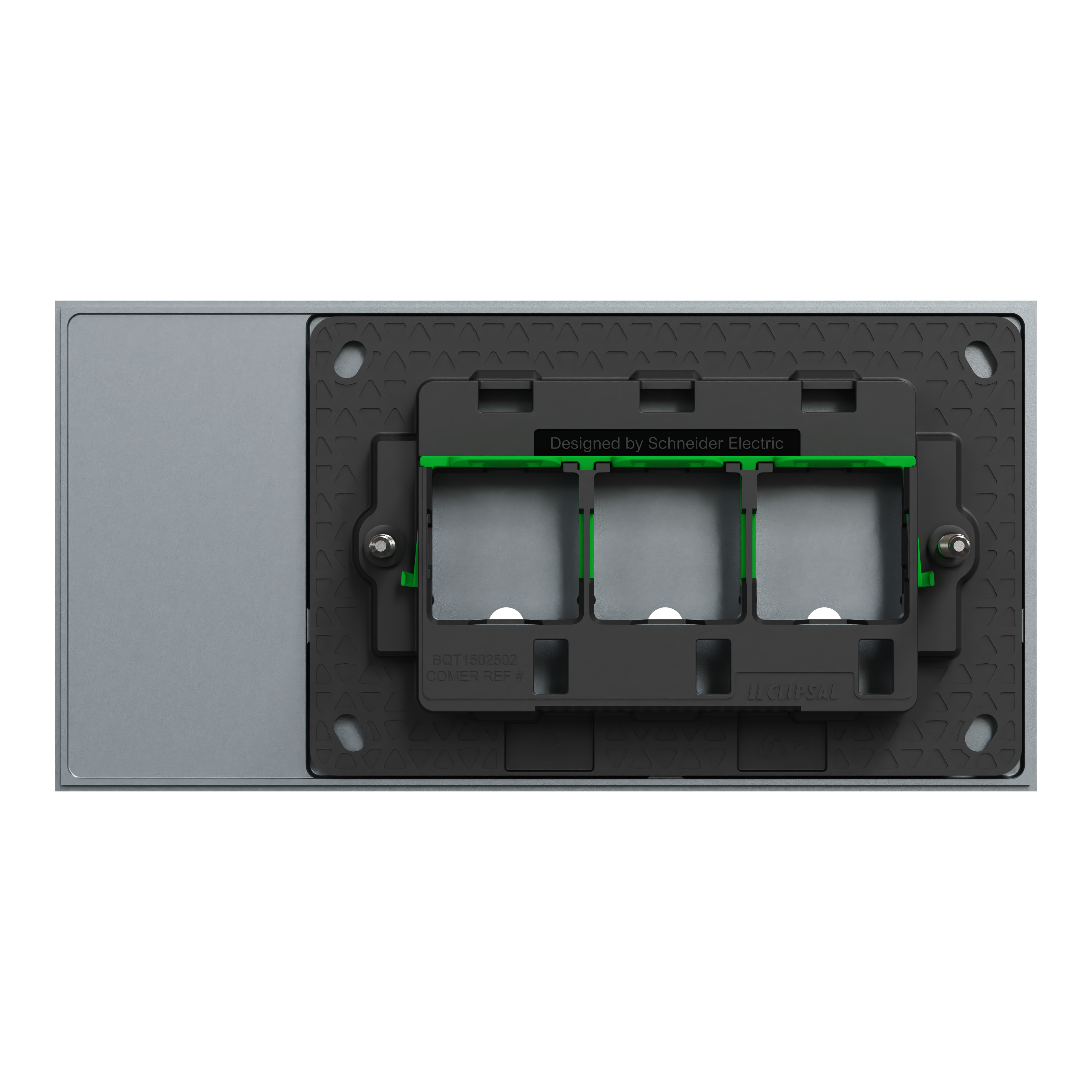 Clipsal Grid plate with cover frame, Solis T Series, for switch, horizontal, 3 gangs