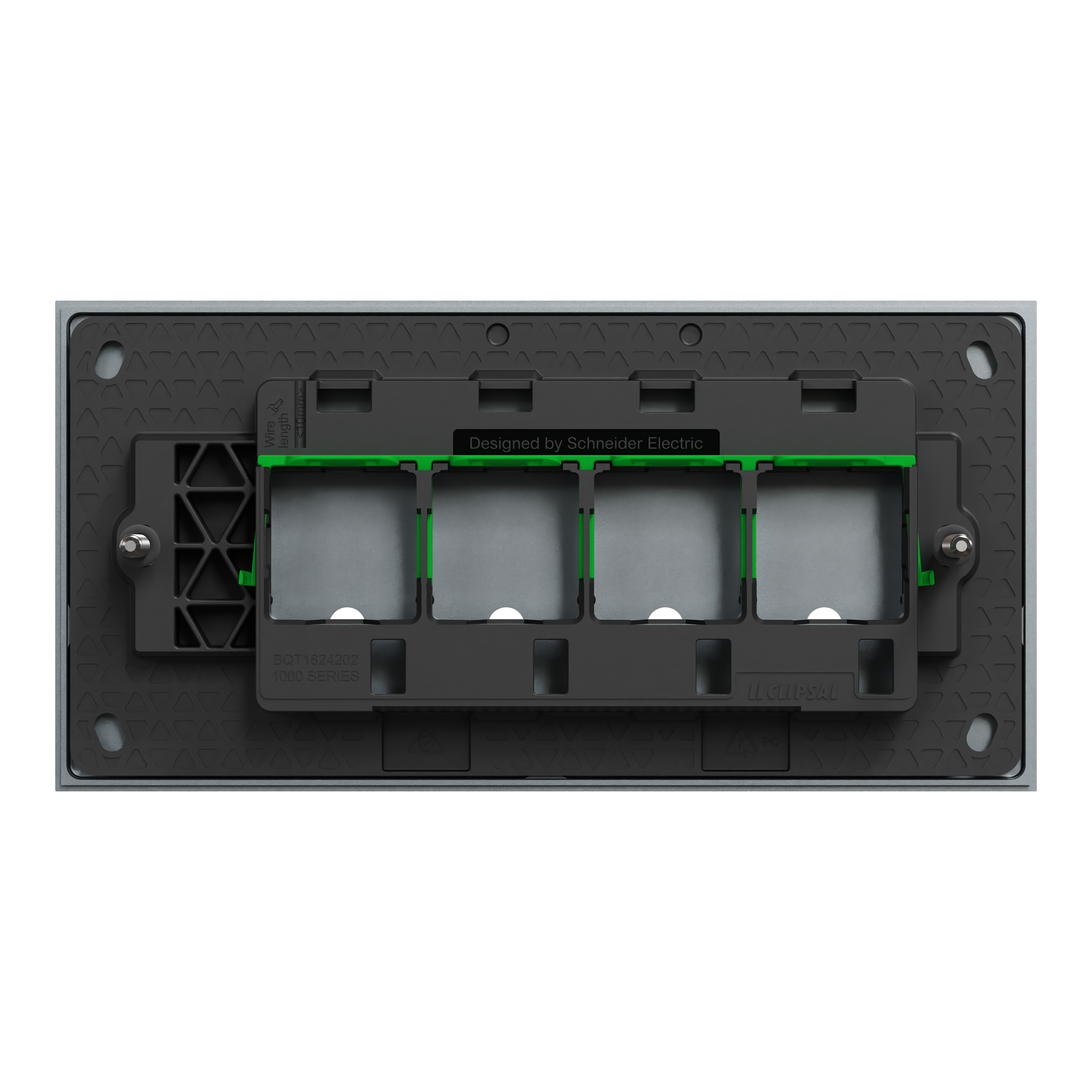 Clipsal Grid plate with cover frame, Solis T Series, for switch, horizontal, 4 gangs