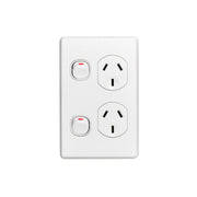Clipsal C2000 Double Switched Socket Vertical 10Amp - White
