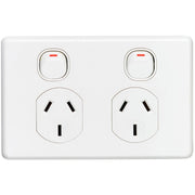 Clipsal C2000 Double Switched Socket Horizontal Shutters 10Amp