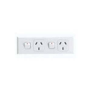 HPM Excel Double Worktop 10Amp Socket with Busbar Link - White