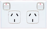 HPM Excel 10A Double Horizontal Socket - White