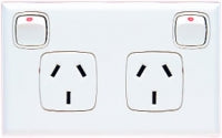 HPM Excel 10A Double Horizontal Socket - White