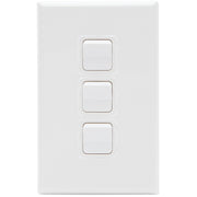 PDL Switch 600 Series - Assembled - Vertical - 3-gang - 250 V - 20 A / 16 AX - White