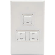 PDL 3Gang 16Amp IP56 Waterproof Switch Labelled LIGHT/FAN/HEAT - White