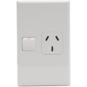 PDL Socket Outlet 600 Series - Single switched - Assembled - Vertical - 250 V - 10 A - White