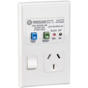 PDL Socket Outlet 600 Series - Single switched - Assembled - Vertical - 30mA RCD protection - 240 V - 10 A - White