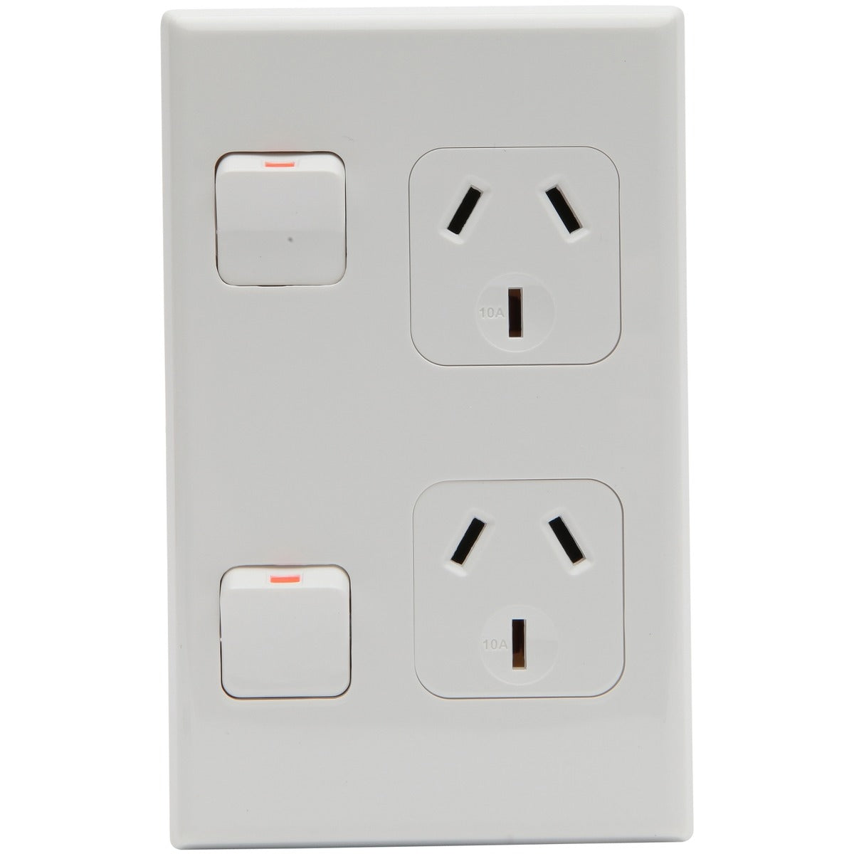 PDL 600 Series Socket Outlet, Twin switched, Assembled, Vertical, 250V, 10A - White