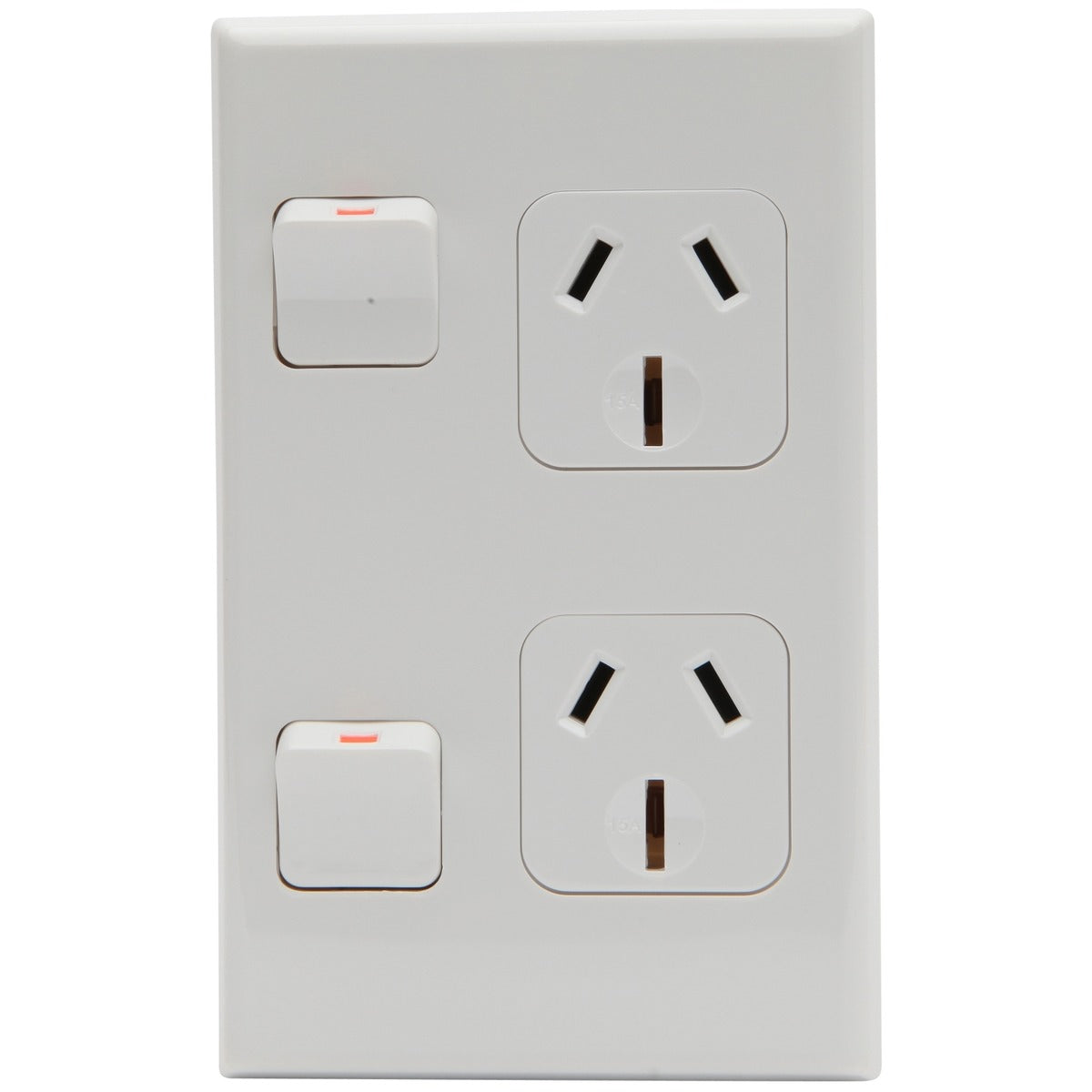 PDL 600 Double Switched Socket Vertical 15Amp - White