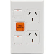 PDL Double Vertical 10Amp Socket with RCD ON Indicator - White