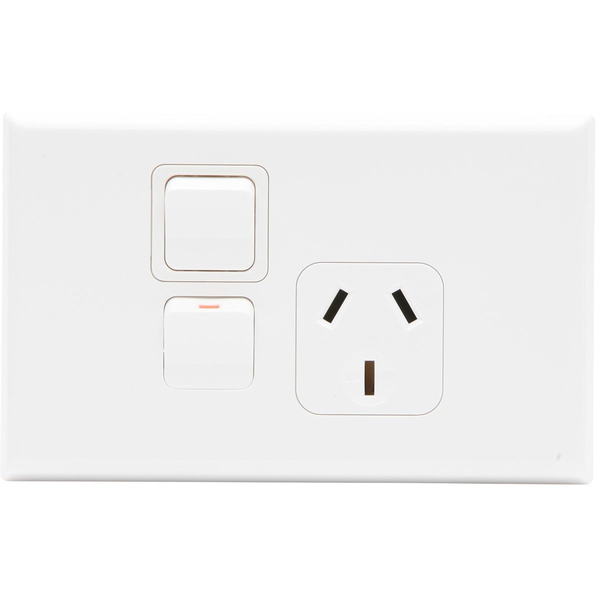PDL Socket Outlet 600 Series - Single switched - Assembled - Horizontal - Optional extra switch - 250 V - 10 A - White