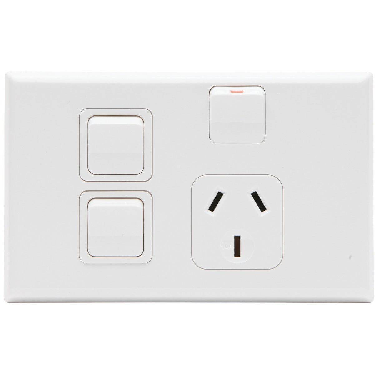 PDL Single Horizontal Switch Socket Outlet With 2 Removable Switch; 10A, White