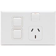PDL Single Horizontal Switch Socket Outlet With 2 Removable Switch; 10A, White