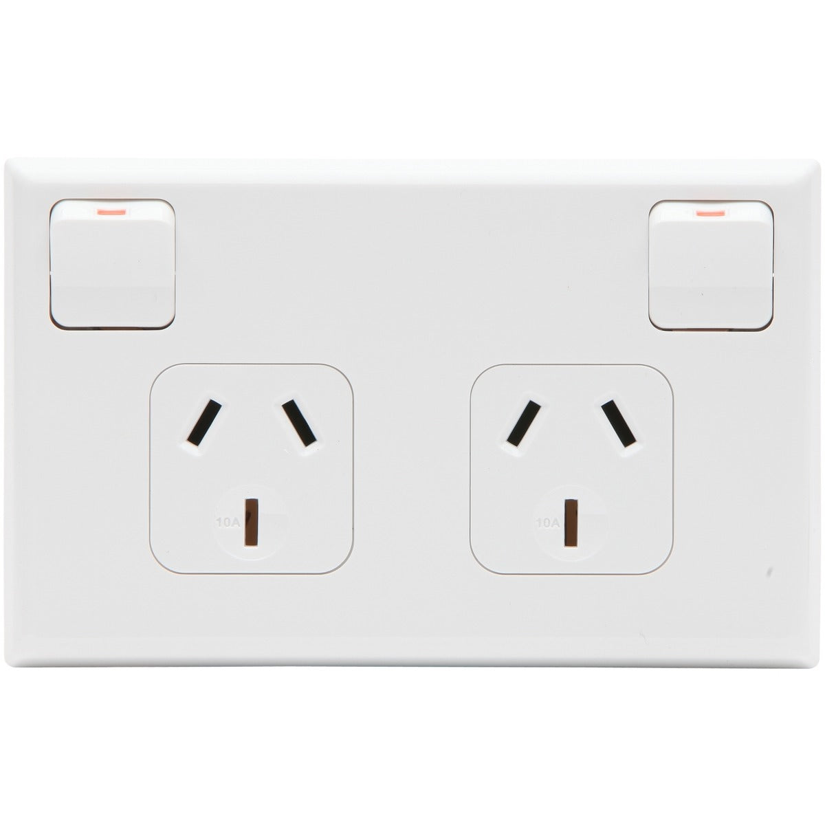 PDL Socket Outlet 600 Series, Twin switched, Assembled, Horizontal, 250 V, 10 A - White