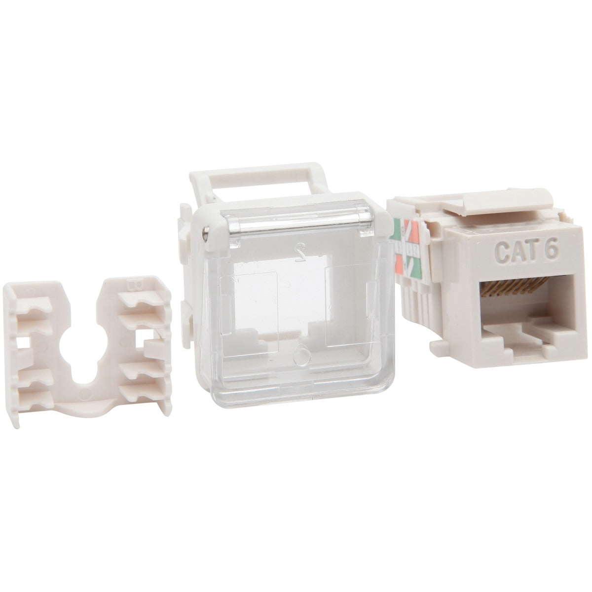 PDL Cat6 Data Module & Clip with Clear Hinged Lid - White