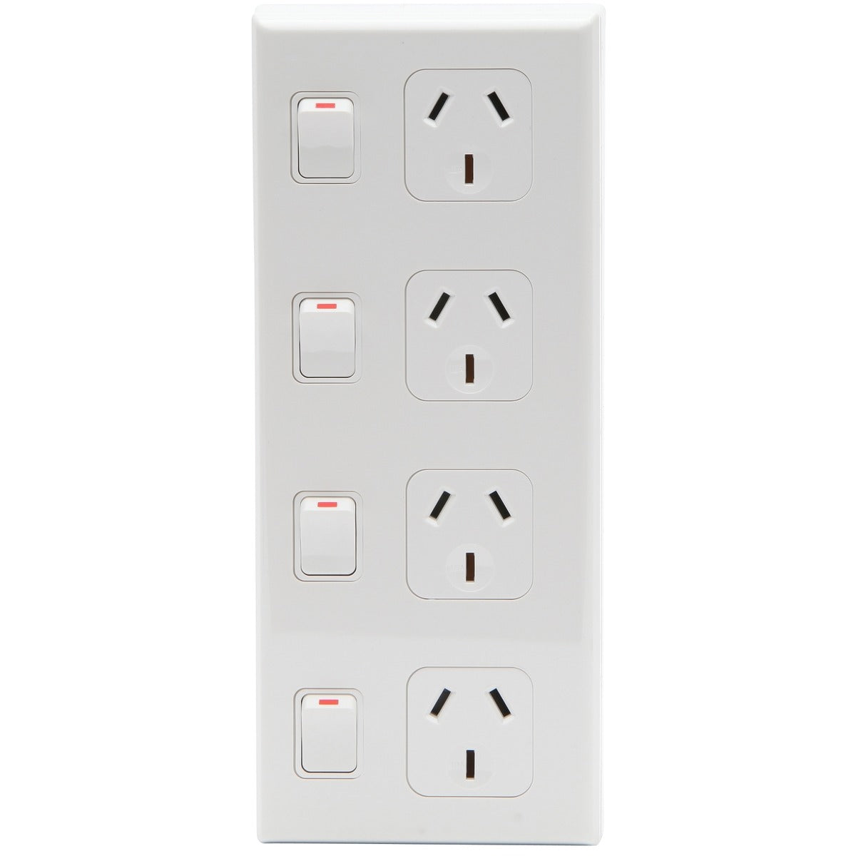 PDL Socket Outlet 600 Series - Quad switched - Assembled - Vertical - 240 V - 10 A  - White