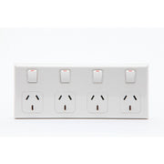 PDL Quad Horizontal 10Amp Socket - White