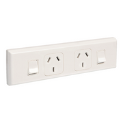 PDL Socket Outlet 600 Series - Twin switched - Assembled - Horizontal - Worktop - Single base - 250 V - 10 A - White