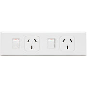 PDL 600 Double Switched Socket Worktop Twin Base 10Amp - White