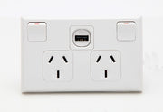 Double Horizontal PDL 10Amp Socket with USB Charger