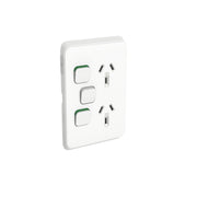 PDL Iconic Double Switched Socket + Switch Vertical 10Amp - Vivid White
