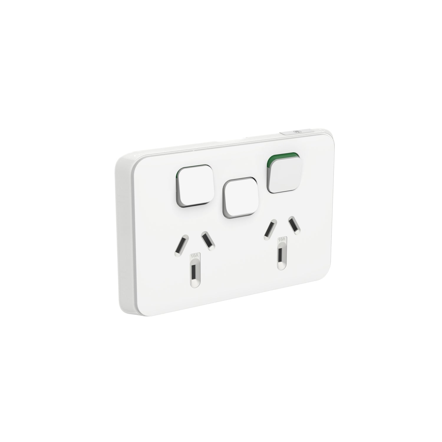PDL Iconic Double Switched Socket + Switch 10Amp - Vivid White