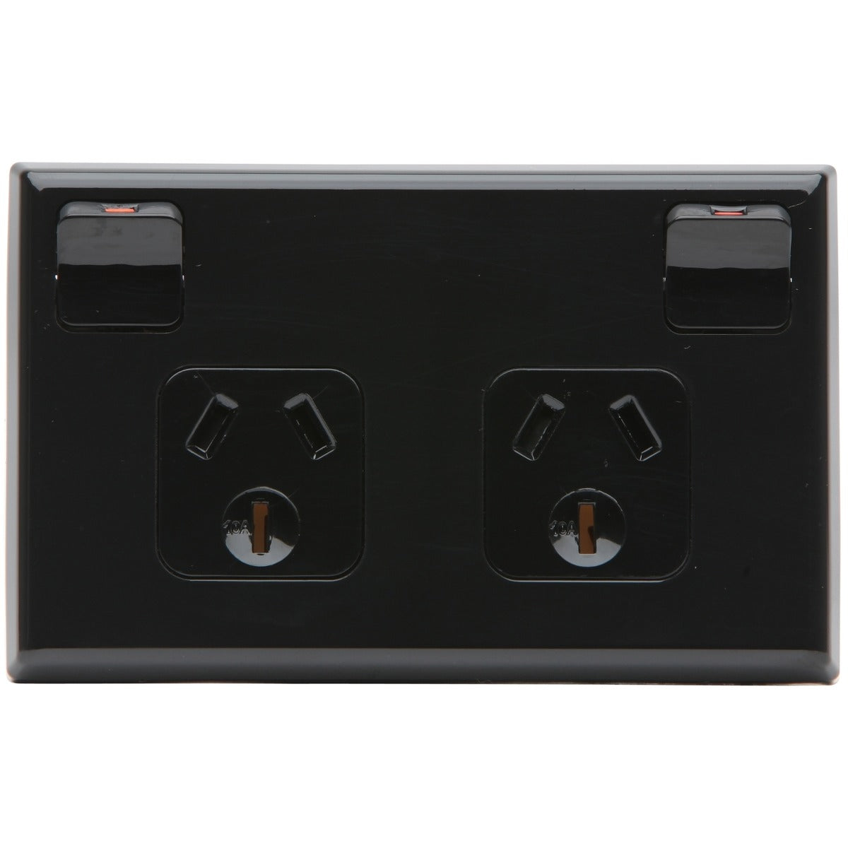 PDL Socket Outlet 600 Series - Twin switched - Assembled - Horizontal - 250 V - 10 A - Black