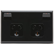 PDL Socket Outlet 600 Series - Twin switched - Assembled - Horizontal - 250 V - 10 A - Black