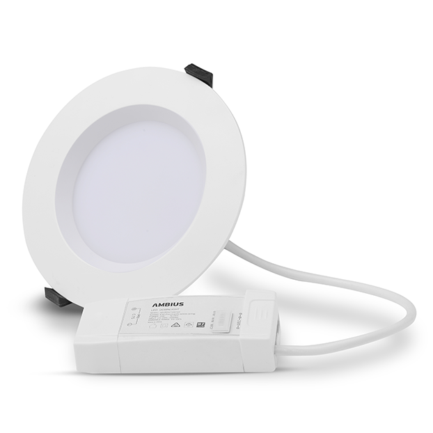 Ambius 12Watt Tri-Colour Downlight, 115-144mm C/O, 3K/4K/5K