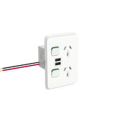 PDL Iconic Double Switched Socket + Double USB A Vertical 10Amp - Vivid White