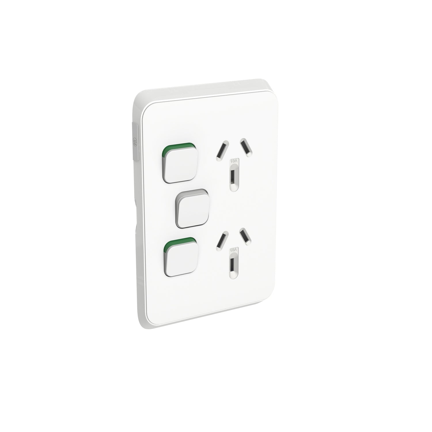 PDL Iconic Cover Plate Double Switched Socket + Switch Vertical 10Amp