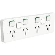 PDL Iconic Switched Socket + Switches 4-gang 10Amp - Vivid White