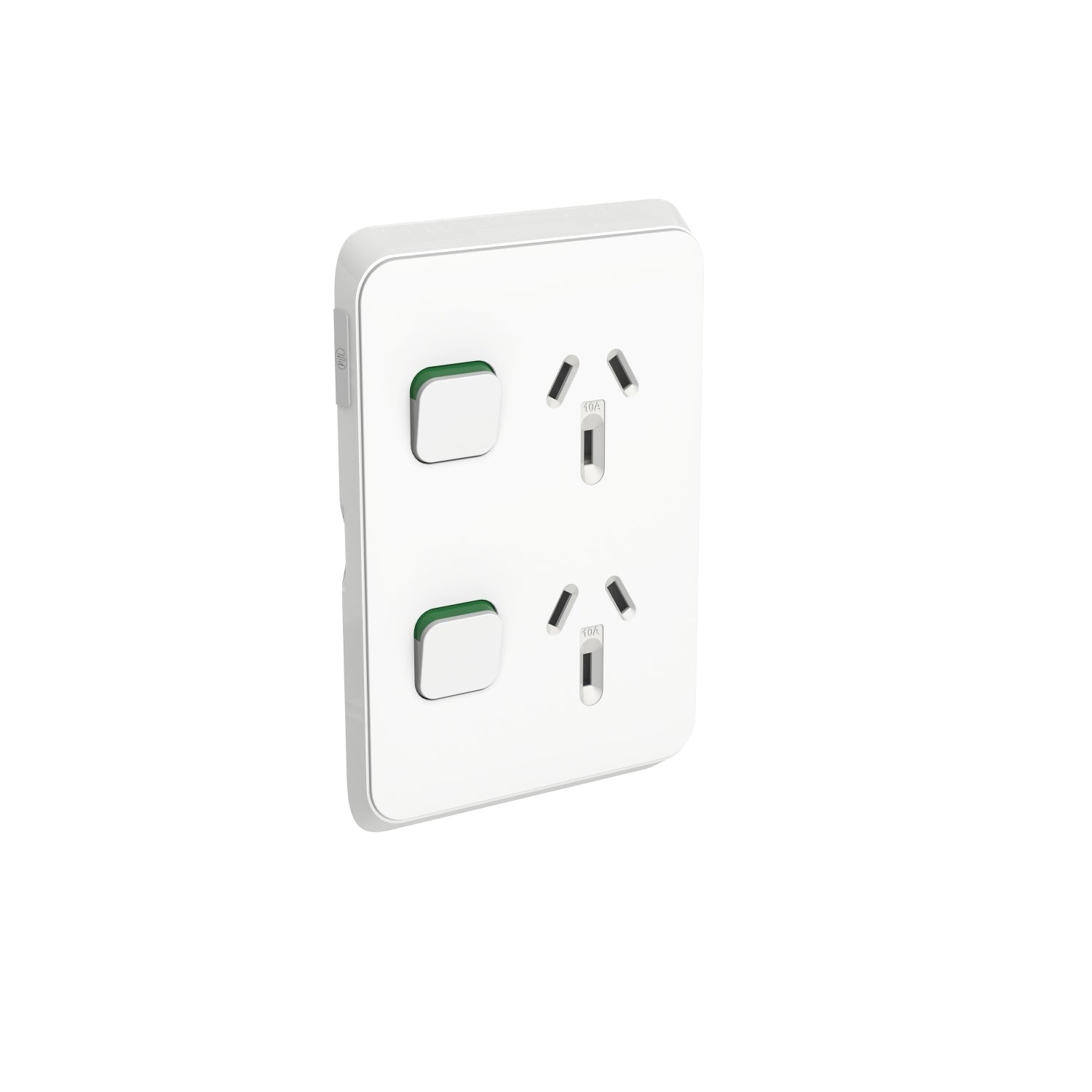 PDL Iconic Cover Plate Double Switched Socket Vertical 10Amp