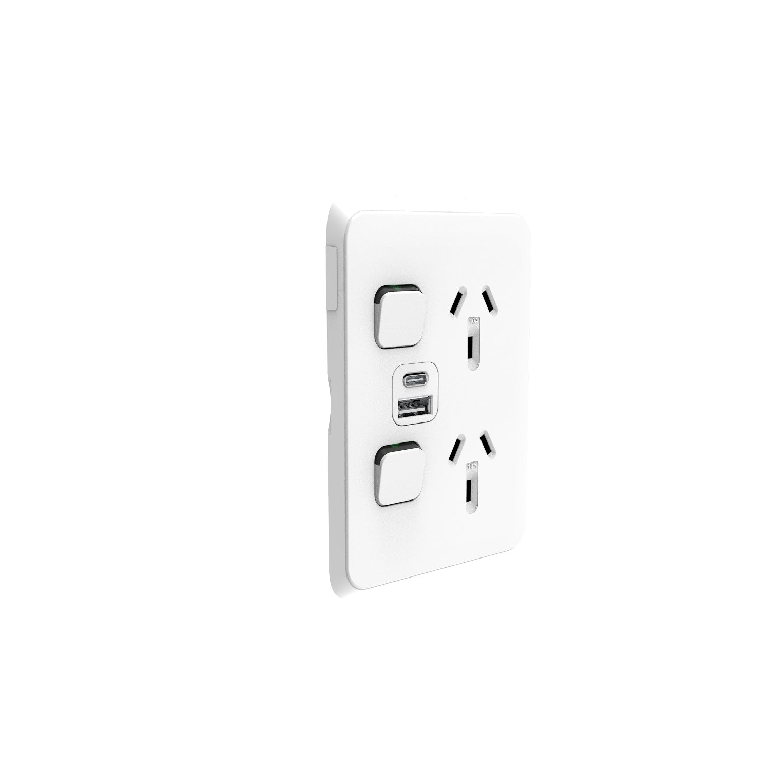 PDL Iconic Double Switched Socket 10Amp + USB A+C - Vivid White