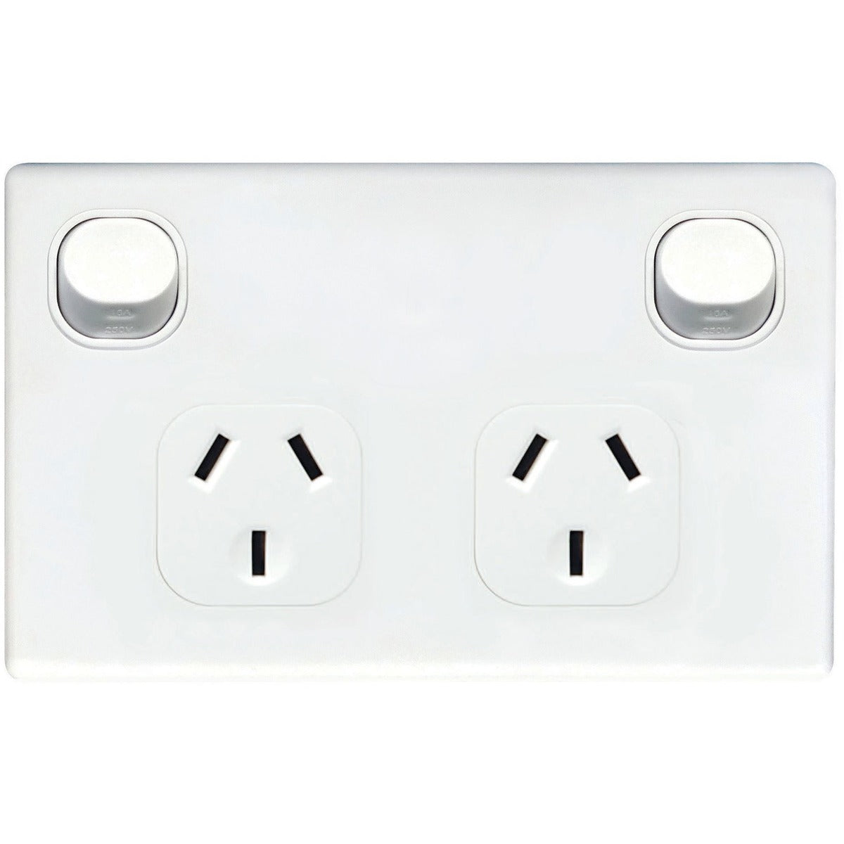 Tradesave Double Horizontal 10Amp Socket - White
